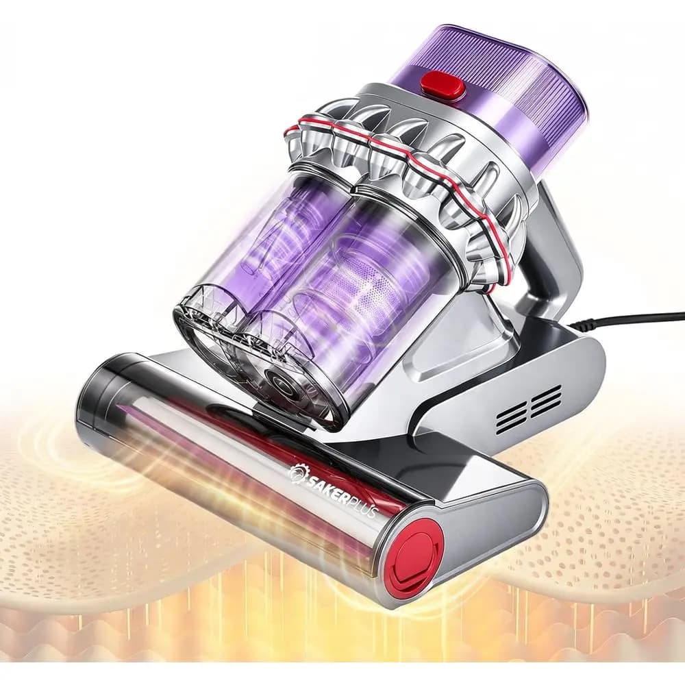 Aspirapolvere per materassi con filo da 350W, sistema a 2 contenitori, sensore intelligente per la polvere, contenitore raccoglipolvere lavabile e spazzola a rullo, cavo da 5m