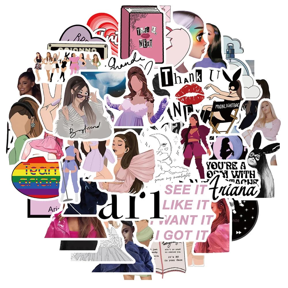 10/30/50pcs Famose Ragazze Cantante Ariana Grande Adesivi per Chitarra Bagagli Skateboard Bici Impermeabile Graffiti Decalcomania Giocattoli