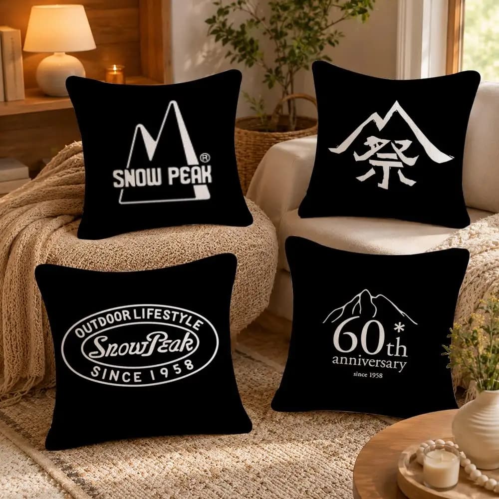 Outdoor S-Snows Peak-logo Cushion Cover Soft Short Plush Pillow Case Double Sided Print Washable Sofa Bed Home Decor Gift
