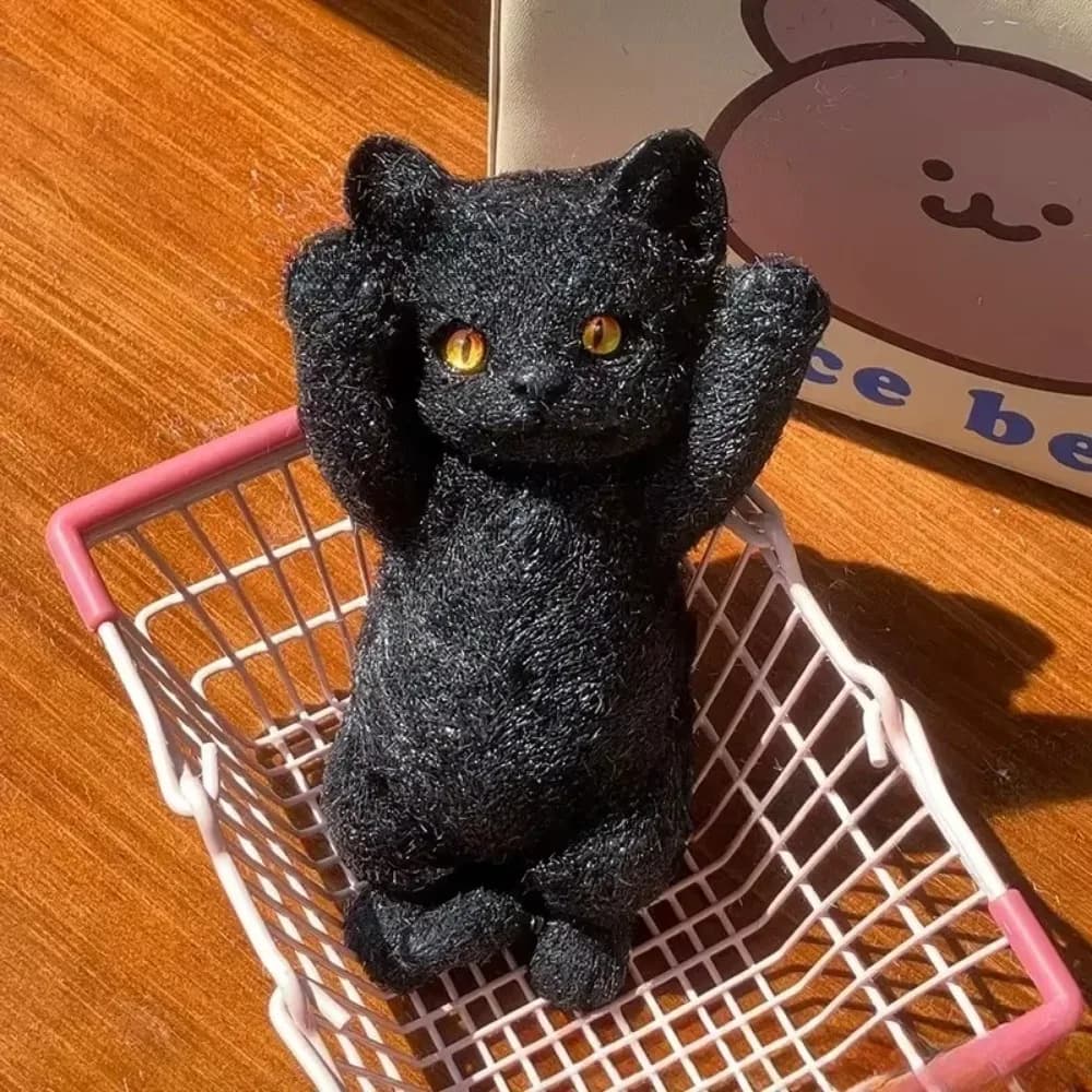 Soft Realistic Cat Shaped TPR Squishy Toy Portable Squeeze Stress Relief Tactile Sensory Gift for All Ages