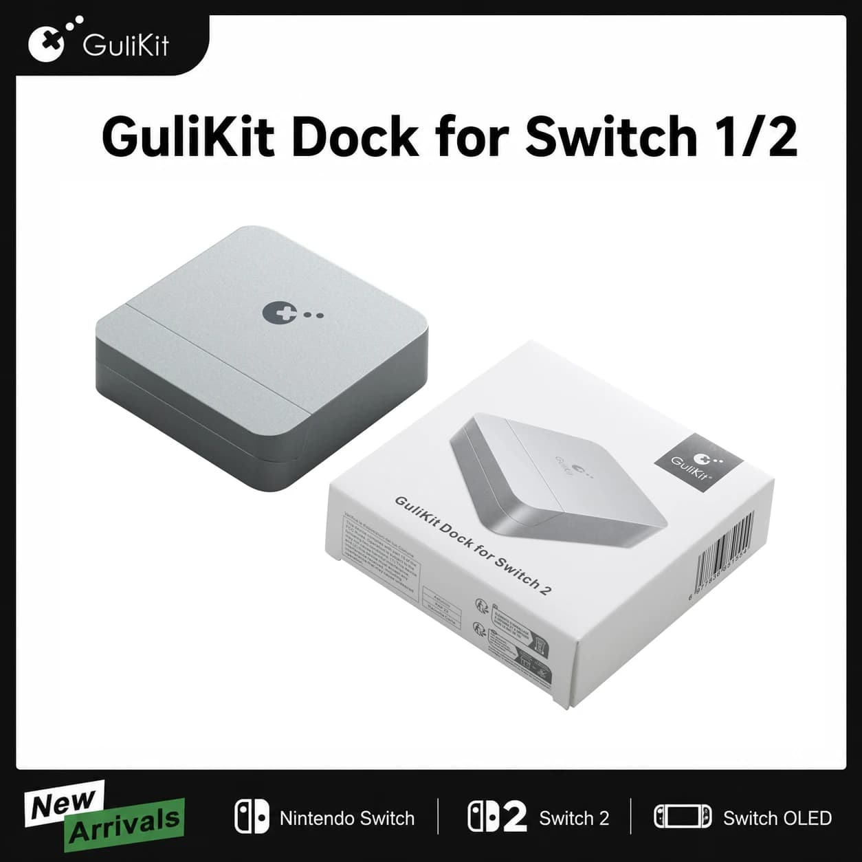 Gulikit Docking Station for Nintendo Switch 1/2,4K 60Hz HDMI with PD 100W Fast Charging, Enhanced Cooling, Adjustable USB-C Port