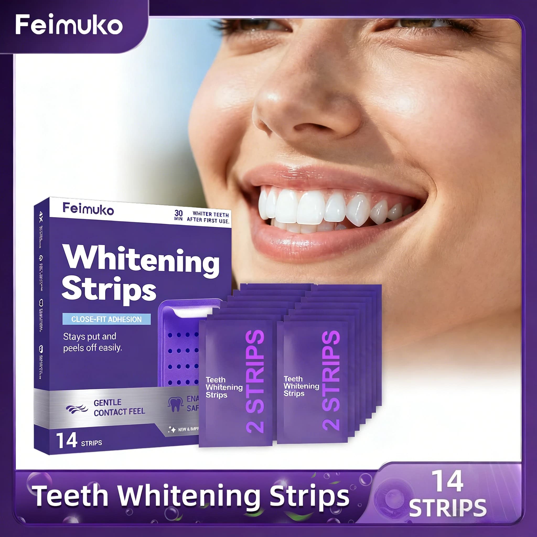 Purple Tooth Whitening Strips, Oral Cleansing Gel, Improve Tooth Whitening, Oral Care for a Bright Durable Smile