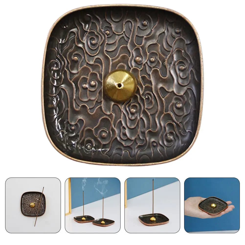 Square Desktop Incense Stick Holder Metal Incense Burner Plate for Home Office Bedroom Sauna Artistic Compact Aroma Diffuser