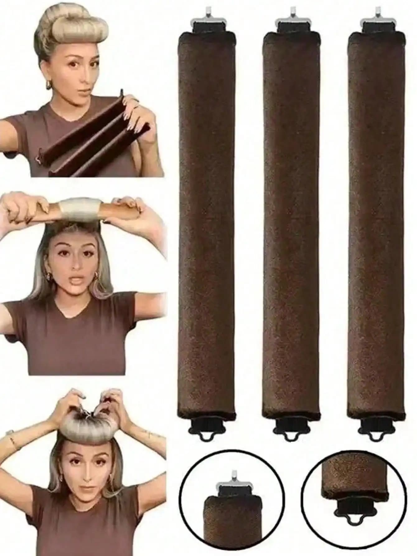 Set da 3 Pezzi: Fascia per Ricci Senza Calore in Raso da Donna, Include Fascia per Ricci Notturni, Fascia per Ricci Effetto Asciugacapelli, Ferro Arricciacapelli Fai-da-te, Strumenti per lo Styling dei Capelli Ricci, Rende i Capelli Morbidi e Luminosi, Accessori per Ferro Arricciacapelli Adatti a Tutti i Tipi di Capelli