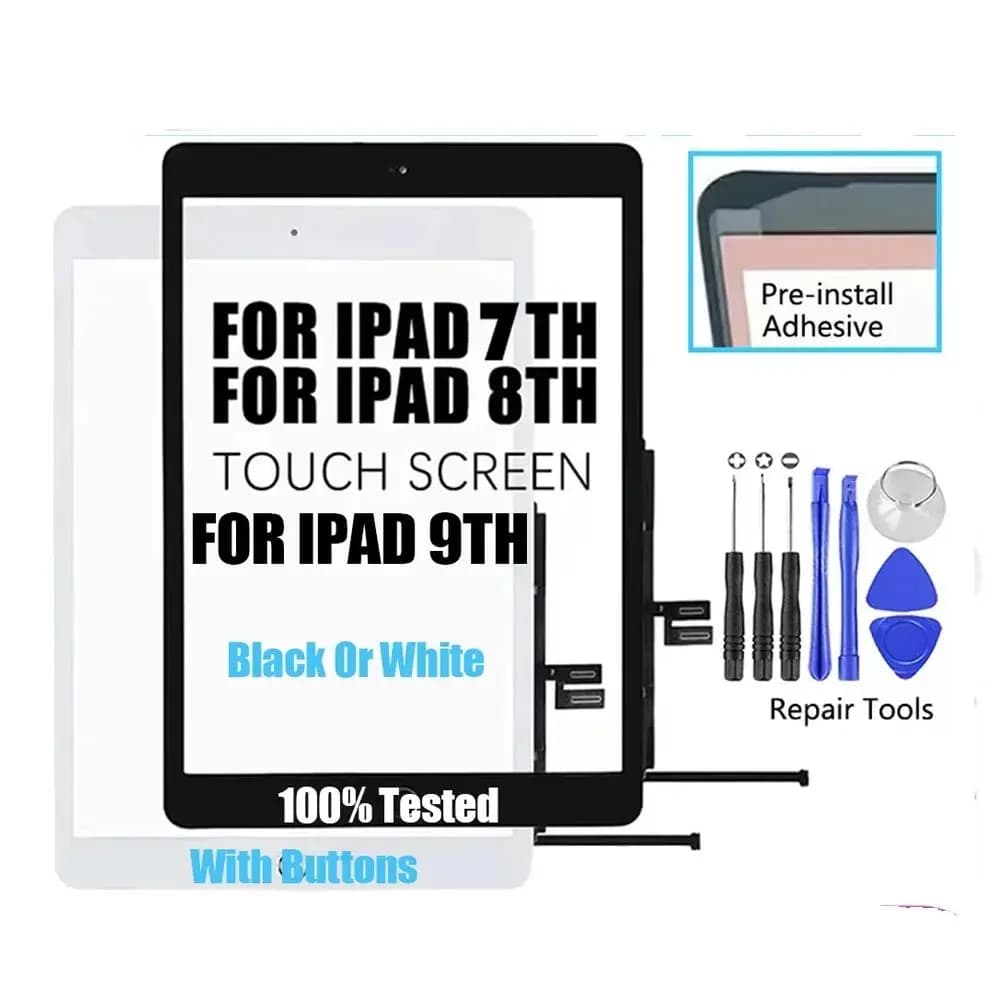 LCD Touch Screen For iPad 7 8 9 A2197 A2270 A2602 LCD Display Touch Screen Digitizer For iPad 7 8 Outer Glass Panel Replacement