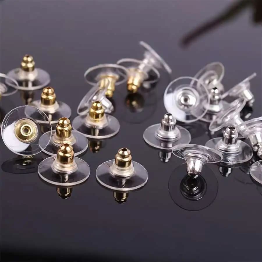 10 pezzi di chiusure per orecchini a forma di proiettile con placcatura a colori resistenti, per la creazione di gioielli fai da te, per evitare perdite e scivolamenti.
