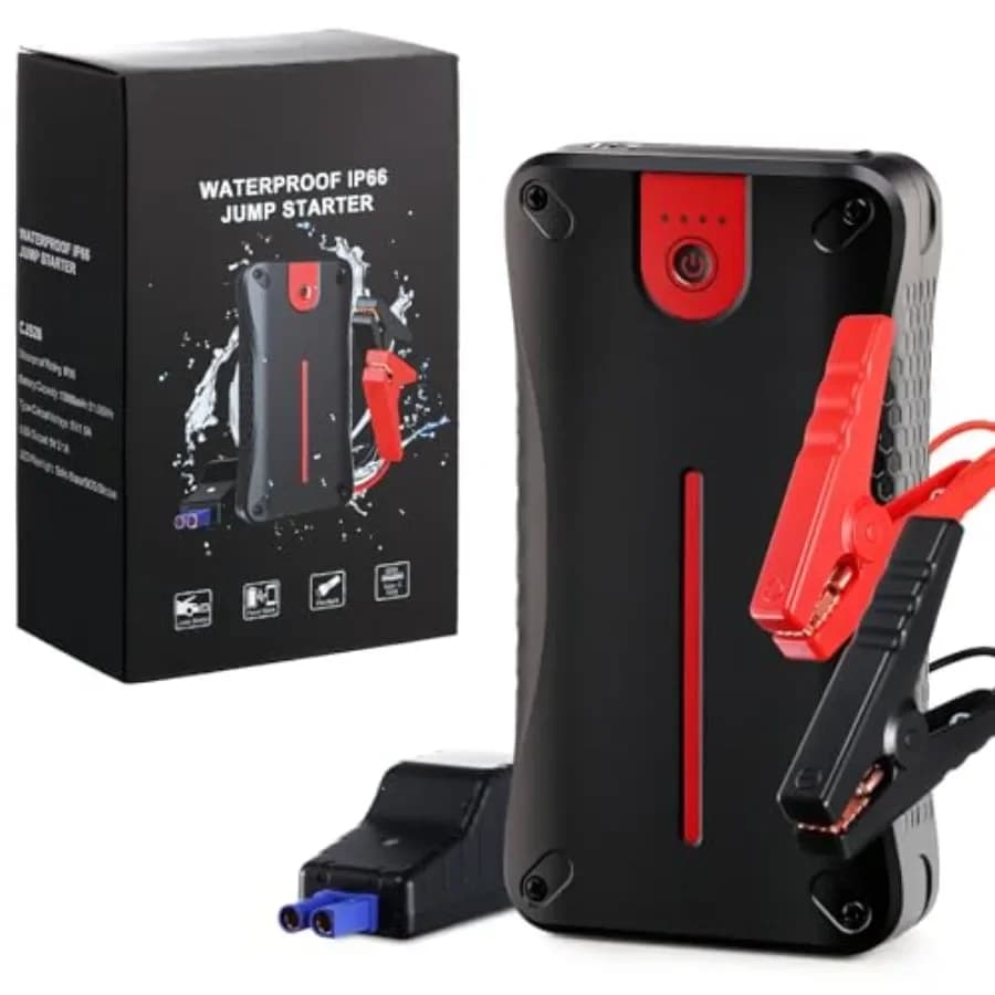 Avviatore portatile per batteria per auto da 12 V con corrente di picco da 3000 A e supporto per ricarica rapida USB Ideale per benzina fino a 7,0 litri e 5.