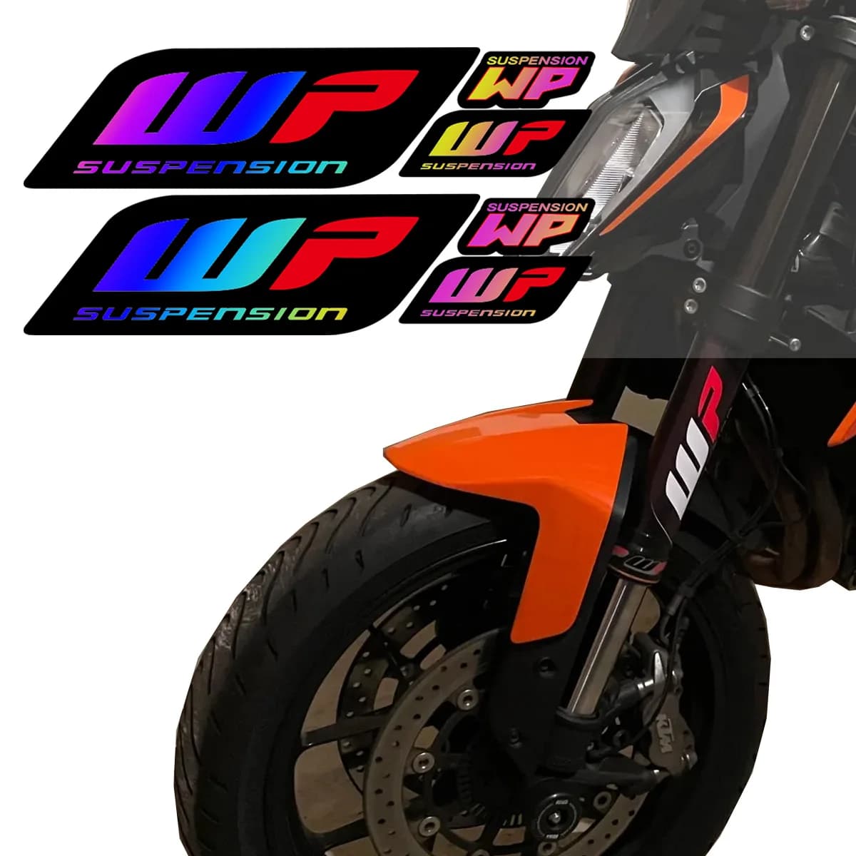 2SET Adesivi Moto Motocross Forcelle Anteriori Wp per Ammortizzatori Cool Logo Sospensione Durevole Decalcomanie In Vinile Decorazione