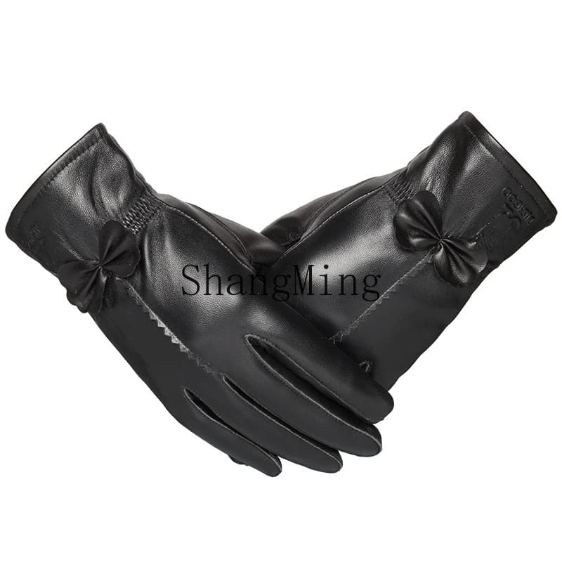 Guanti in pelle di pecora primo strato ZYY per la guida invernale, velluto termico da moto sottile