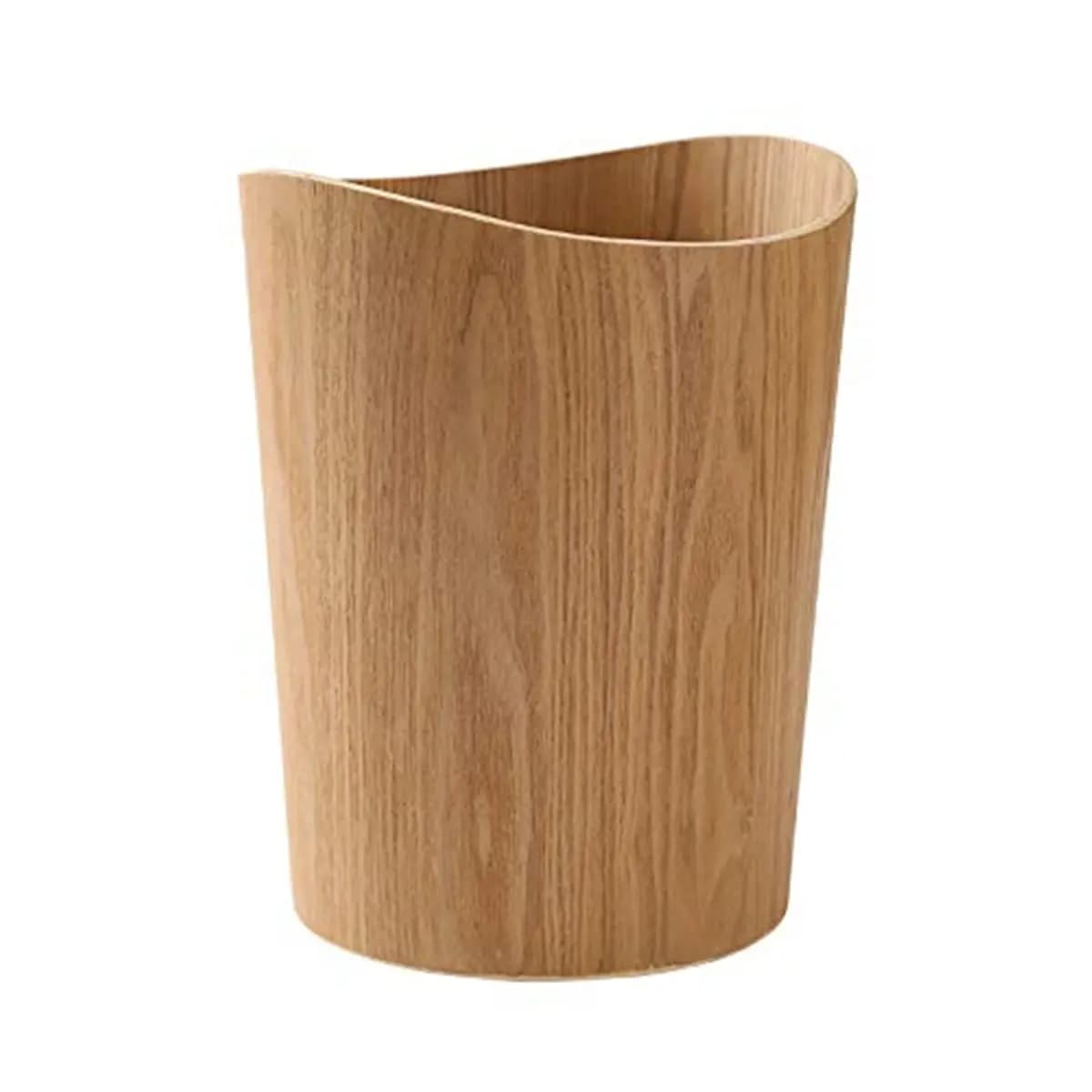 2.3 Gal Wood Trash Can Wastebasket for Home Office, Japanese Style Round Bin, Lightweight Sturdy for Under Desk Kitchen Bedroom