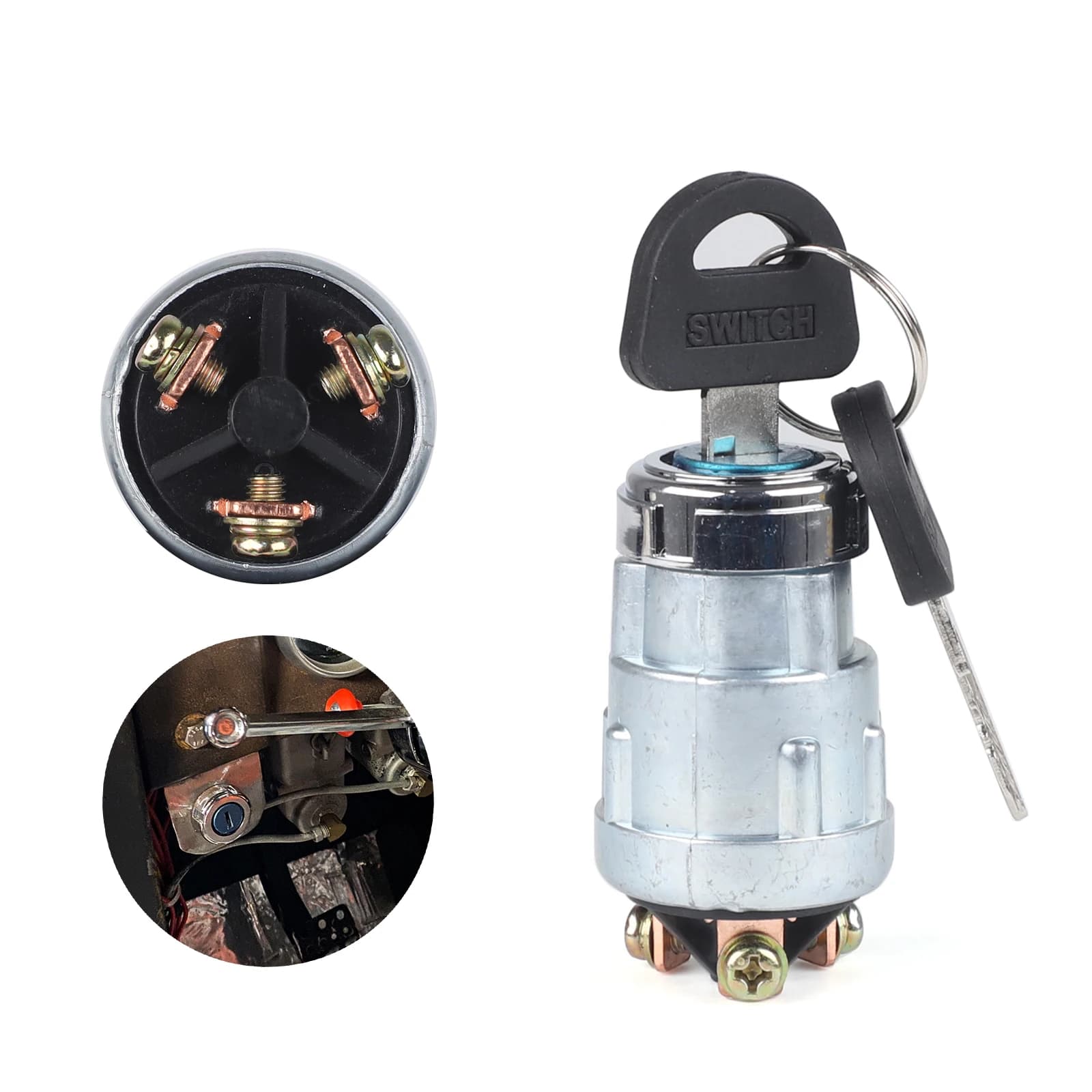 Interruttore di avviamento dell'accensione del motore e 2 chiavi 12V 3 posizioni 3 terminali di collegamento per auto moto trattore carrello elevatore camion scooter