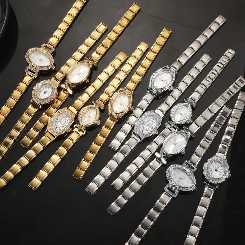 Wholesale Fashion Men Womens DIY 9mm Width Italian Elastic Charm Stainless Classic Oval Watch Bracelet Bangle For Birthday Gifts