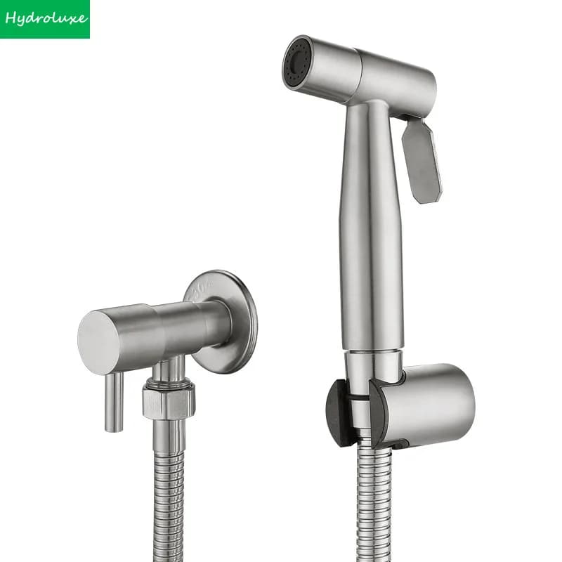 Rubinetto Bidet Portatile in Acciaio Inox, Spruzzatore Bidet Manuale con Tubo da 1,5m, Set Accessori per Bagno