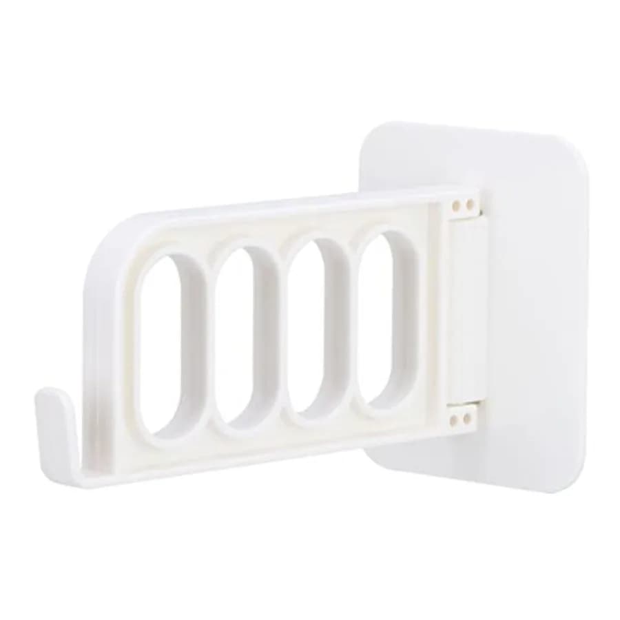 4 Hole Clothes Rack, Plastic Wall Mounted Clothes Storage Rack Multifunctional Hanger Rack for Hanging Bath Towel Key, Small Fo