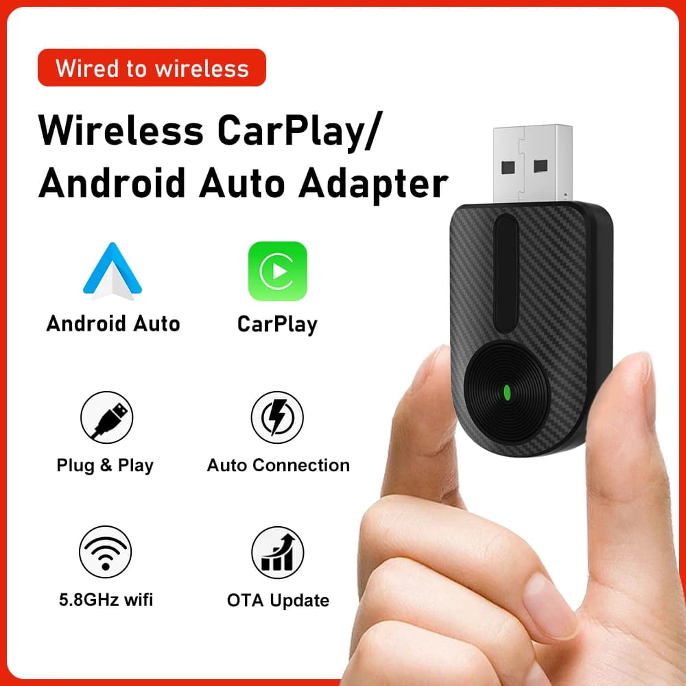 FLIXIVI Adattatore Wireless 2 in 1 per Carplay e Android Auto, Sistemi Auto Intelligenti AI per Stereo Auto OEM, Plug and Play, da Cablato a Wireless