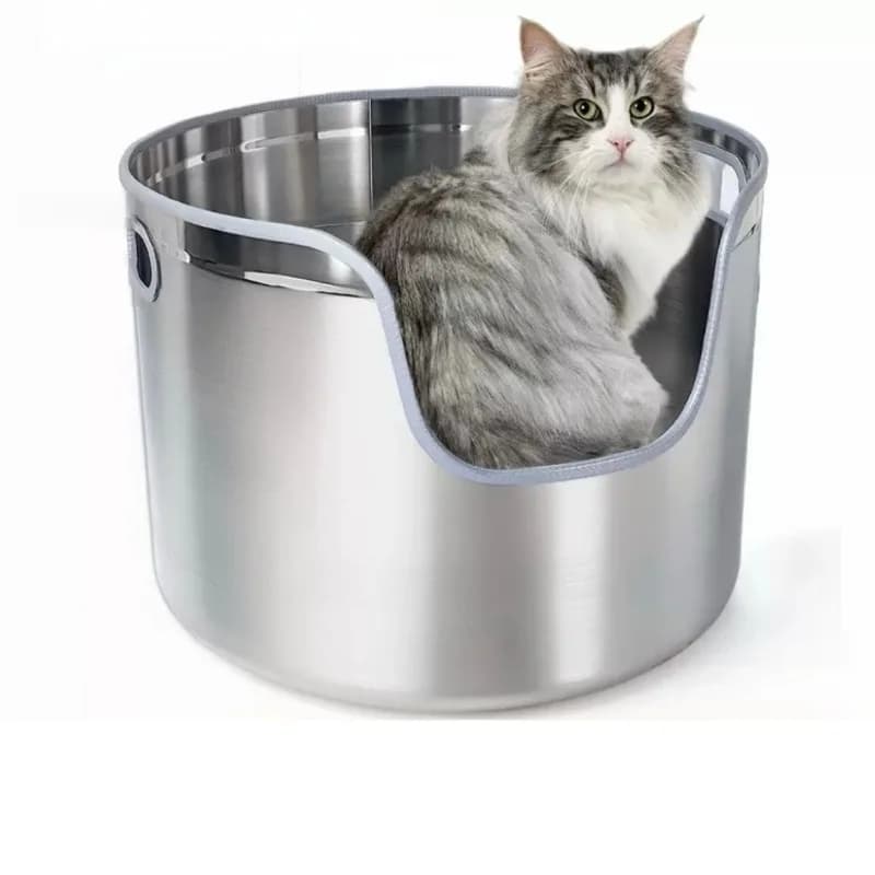 Lettiera per Gatti in Acciaio Inossidabile, Toilette per Gatti, Cassetta Igienica per Gatti, Sabbiera Autopulente per Gatti, Accessori per Gatti, Contenitore per Sabbia per Animali Domestici