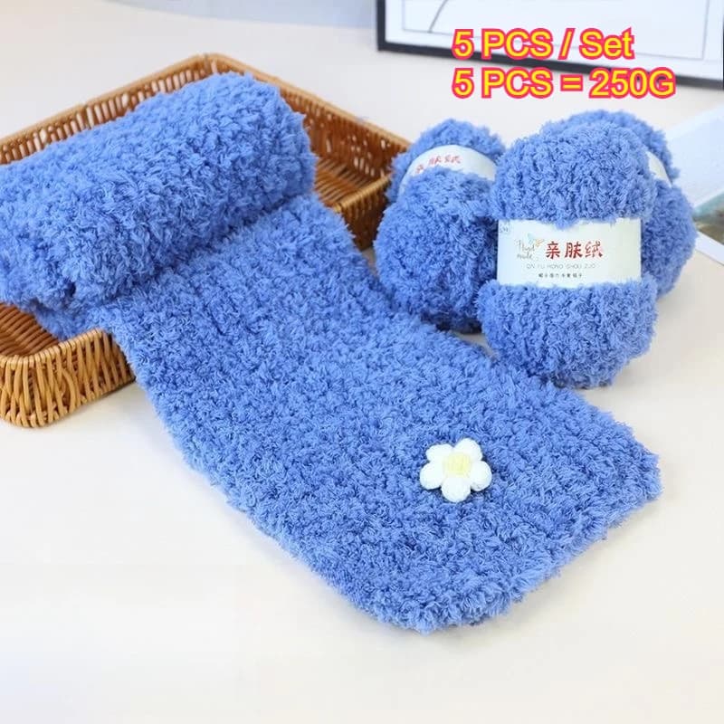5 pezzi di filato in velluto corallo da 250g per lavori artigianali, sciarpe, bambole, borse, scarpe, filato morbido e spesso per lavori a maglia fai da te