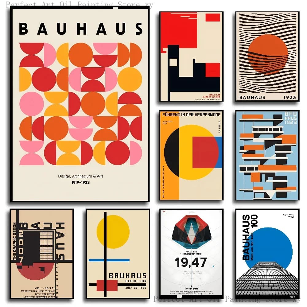 1PC Bauhaus Modern Simplicity Geometric Poster Poster Paper Print Home Living Room Bedroom Entrance Bar Cafe Art Painting