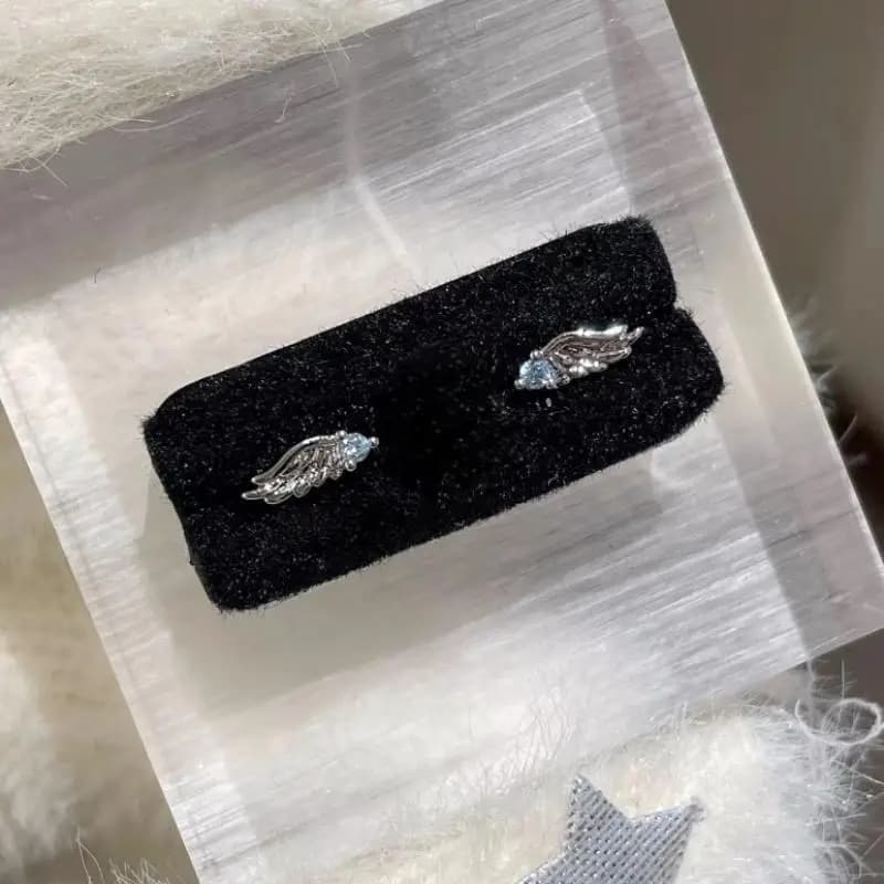 Zircon Angel Wing Cross Earrings for Women Luxury Stud Jewelry Birthday Gift for Daughter or Sister