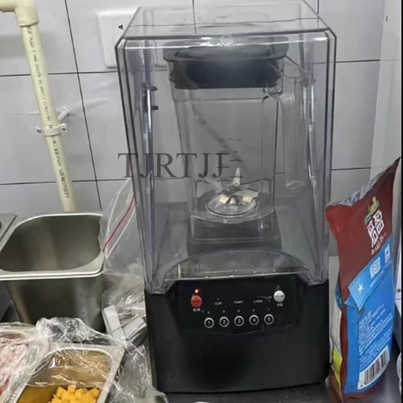 Commercial Grade Quiet Ice Blender with Soundproof Cover Heavy Duty Smoothie Maker for Cafe Milk Tea & Juice Bar
