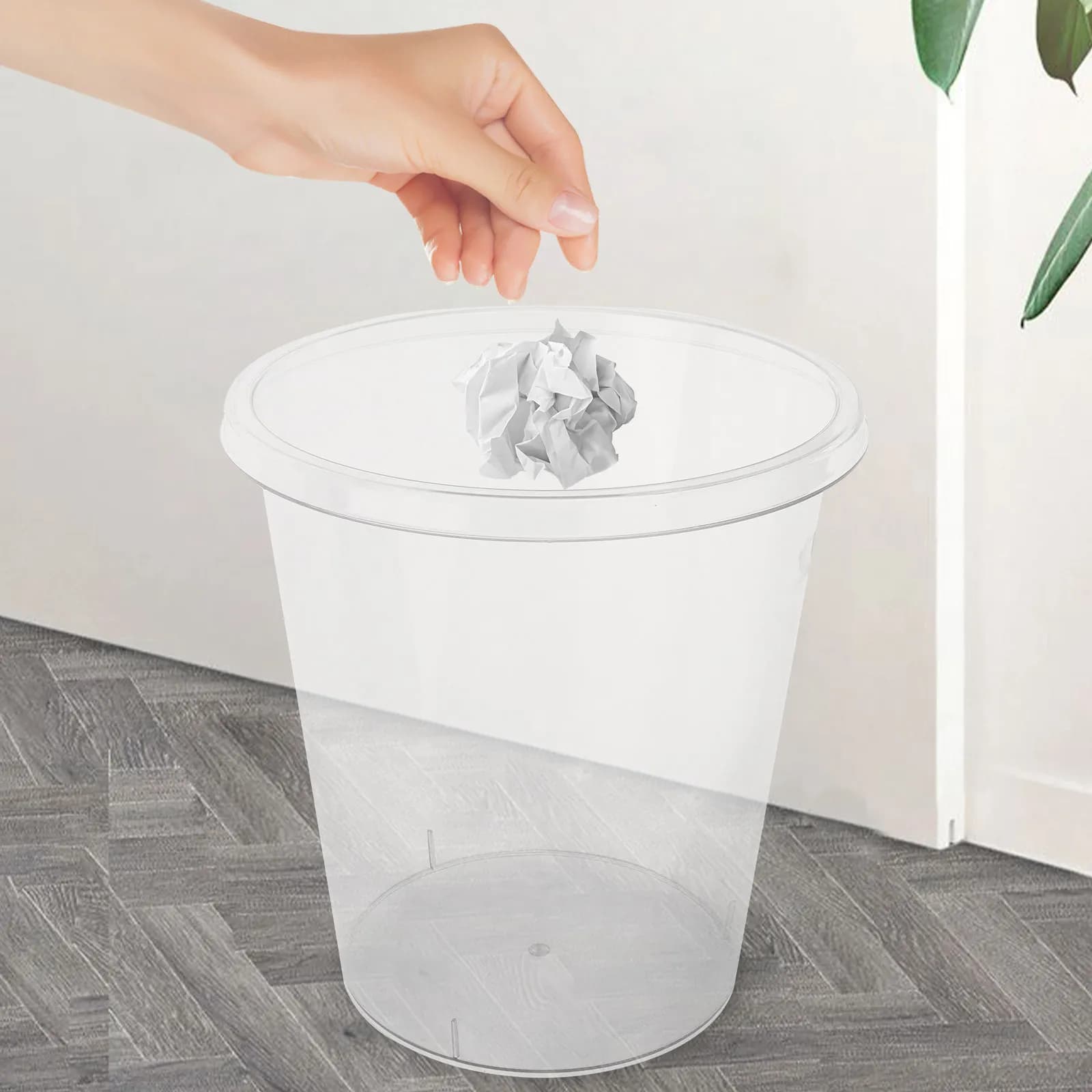 Large Plastic Trash Can Clear Wastebasket No Lid Office Kitchen Bedroom Bathroom Household Garbage Container
