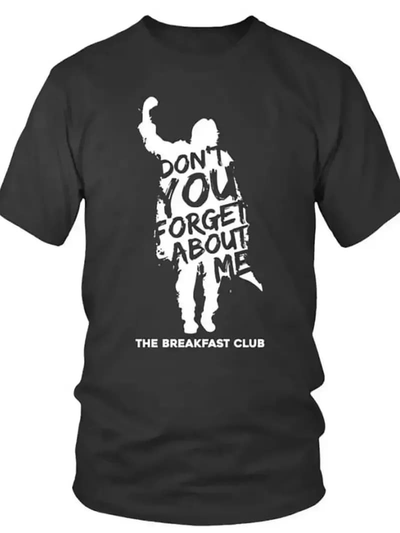 T-shirt nera da uomo The Breakfast Club in cotone ultra morbido | T-shirt girocollo con scollo a U
