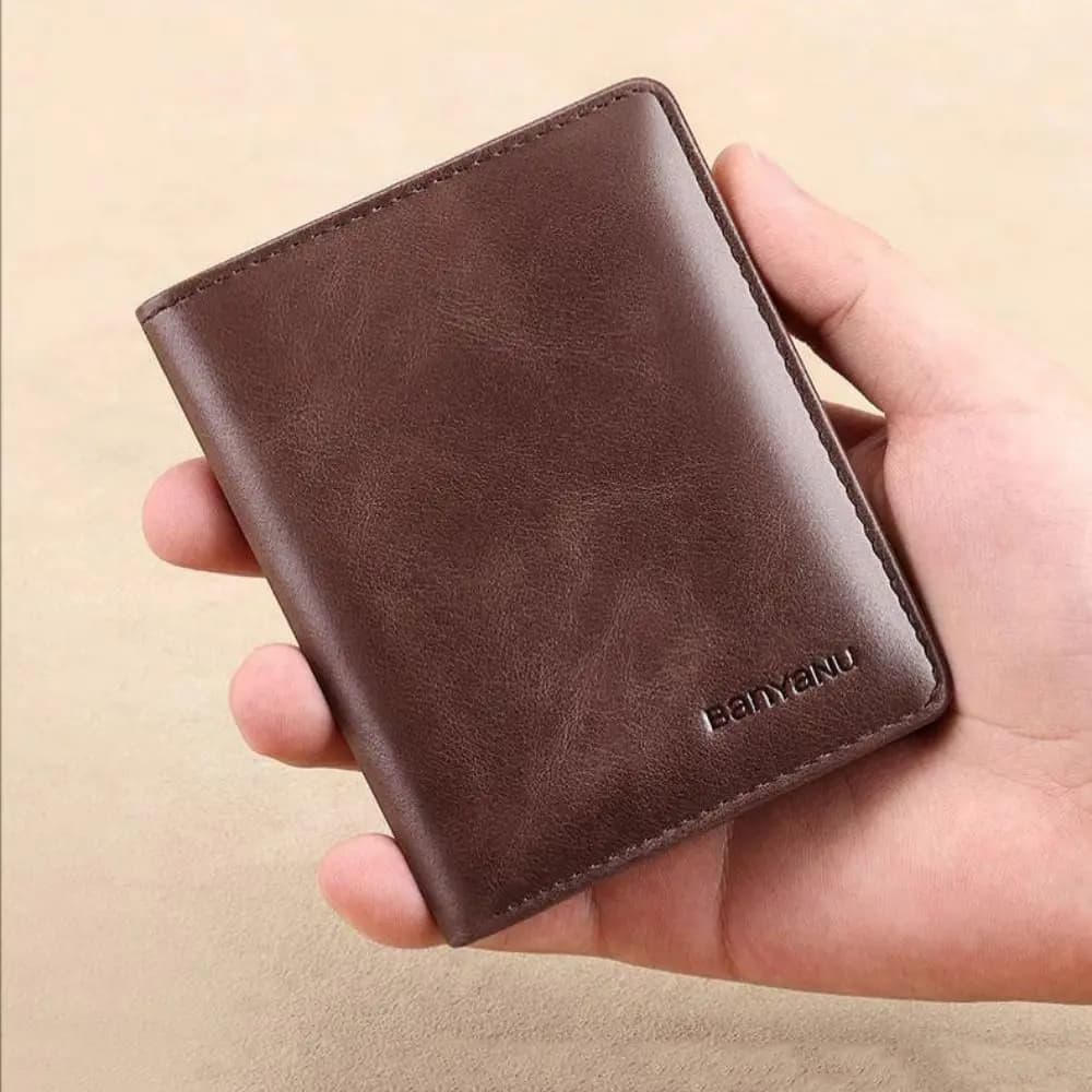 High Quality Leather Men's Wallet RFID Slim Card Holder Short Wallet Men
