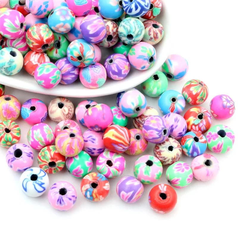 50-100pcs 6 8 10 millimetri 10 millimetri Misto di Colori Del Fiore Branelli Del Distanziatore Perline di Argilla Polimerica Per Le creazione di gioielli FAI DA TE Perline Accessori