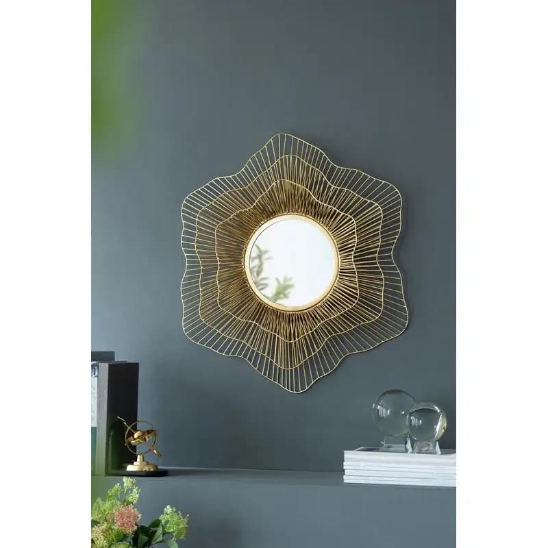 Specchio in metallo da parete per decorazioni per la casa: bagno e soggiorno, D27x2,4 pollici, elegante e funzionale