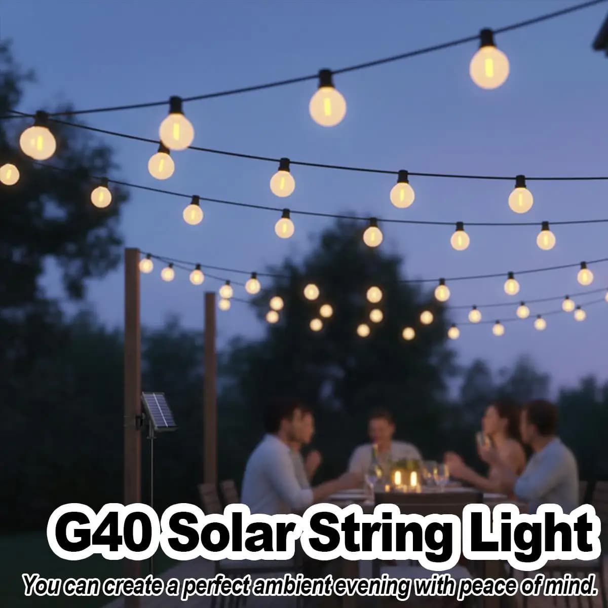 G40 Solar String Light all'aperto impermeabile LED giardino patio decorazione caldo bianco USB remoto Fairy Globe lampada per campeggio cortile
