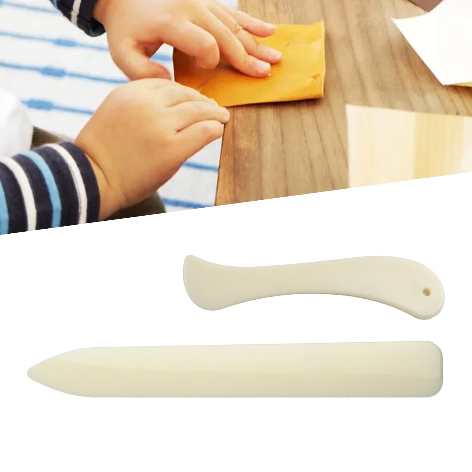 2-Pack Bone Folder Set For Paper Crafting Plastic Creasing Tools For Bookbinding And Origami 8.1 Inch And 4.7 Inch