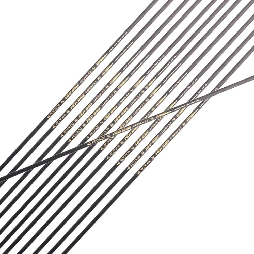12pc ID3.2 +-0.001 Spine dell'albero della freccia in carbonio puro 350 400 500 550 600 650 700 750 800 850 900 1000 per tiro con l'arco con arco