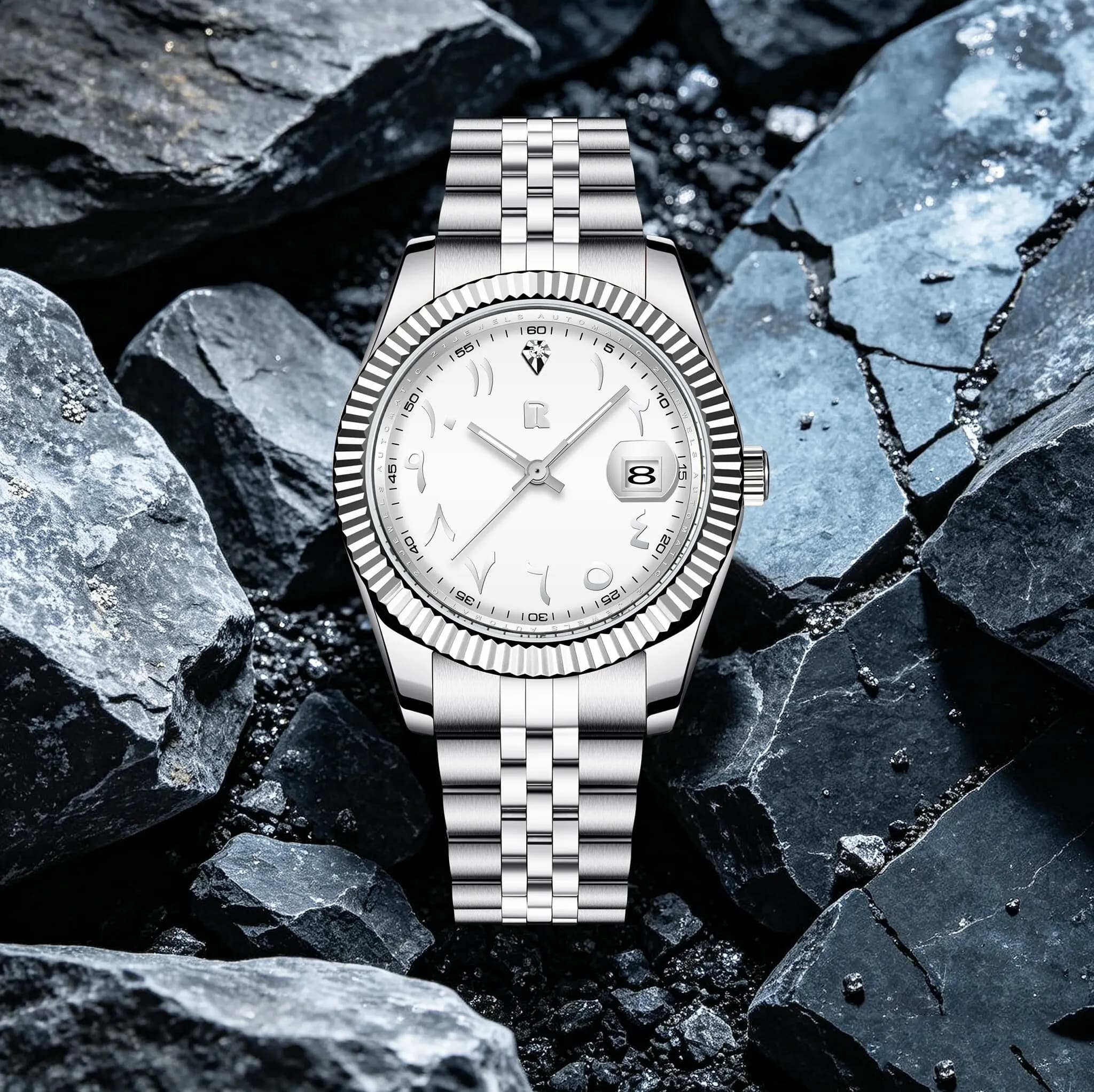 ROSSITIMI Vintage Classic Fashion Men Mechanical Watch Luminous Hand Calendar Stainless Waterproof Watch For Man Casual Business
