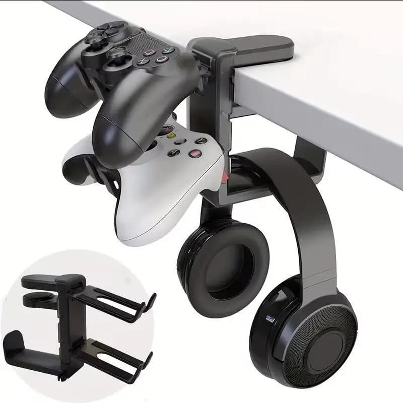 3-in-1 support for Gaming and Controller Headphones with Double Charging Base, Desktop Organizer for Gamer Accessories Console
