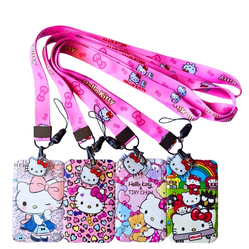 Porta badge Hello Kitty con cordino da collo per ragazze e donne, custodia per tessere identificative e porta tessere aziendali, regalo