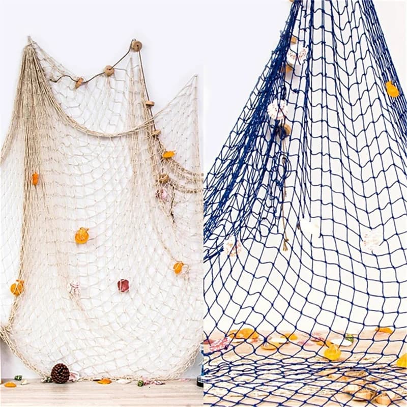 100*200 cm Grande Rete da pesca blu Bomboniera per bambini Tema oceano nautico Forniture per feste di compleanno Decorazione da parete appesa per la casa estiva fai da te