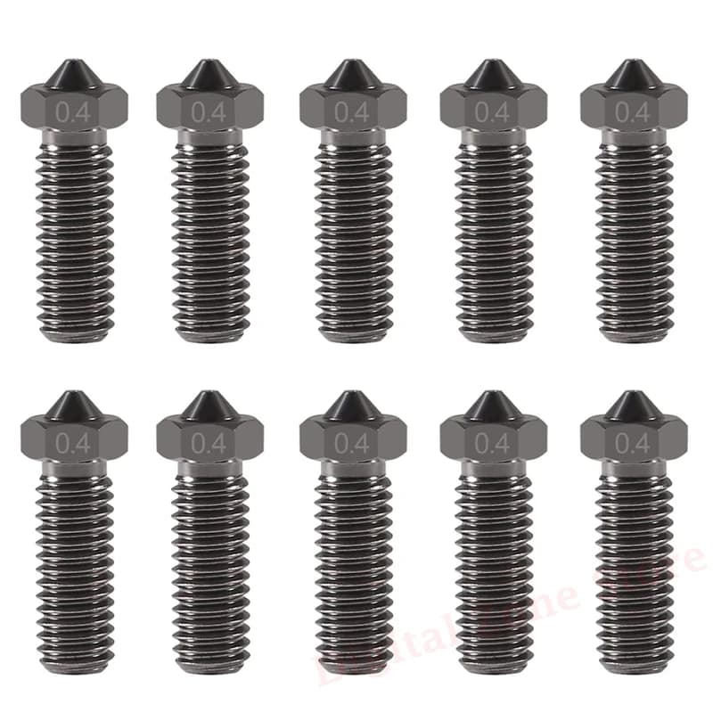 10pcs V6 ugello vulcano in acciaio temprato filettatura M6 0.4mm per parti della stampante 3D a filamento da 1.75mm