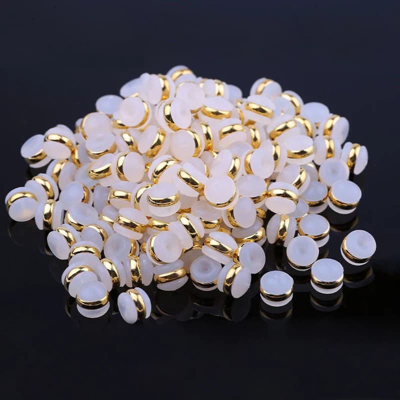 10-20pcs Silicone Antiscivolo Orecchio Indietro Tappi 18K Placcatura In Oro Anello di Rame Hamburger Tappi Per Le Orecchie Per Creazione di Gioielli Orecchino FAI DA TE