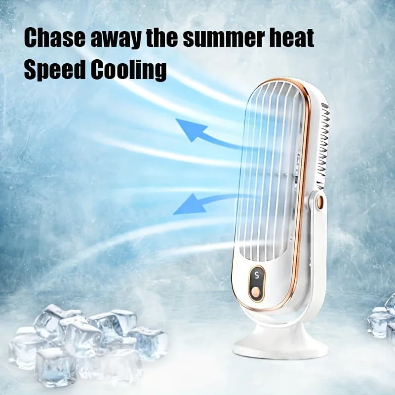Ventilatore Portatile Elegante, Ventilatore USB a Doppio Motore a 5 Velocità, per Ufficio, Viaggi, Campeggio, Esterni, Camper, Regalo per le Vacanze
