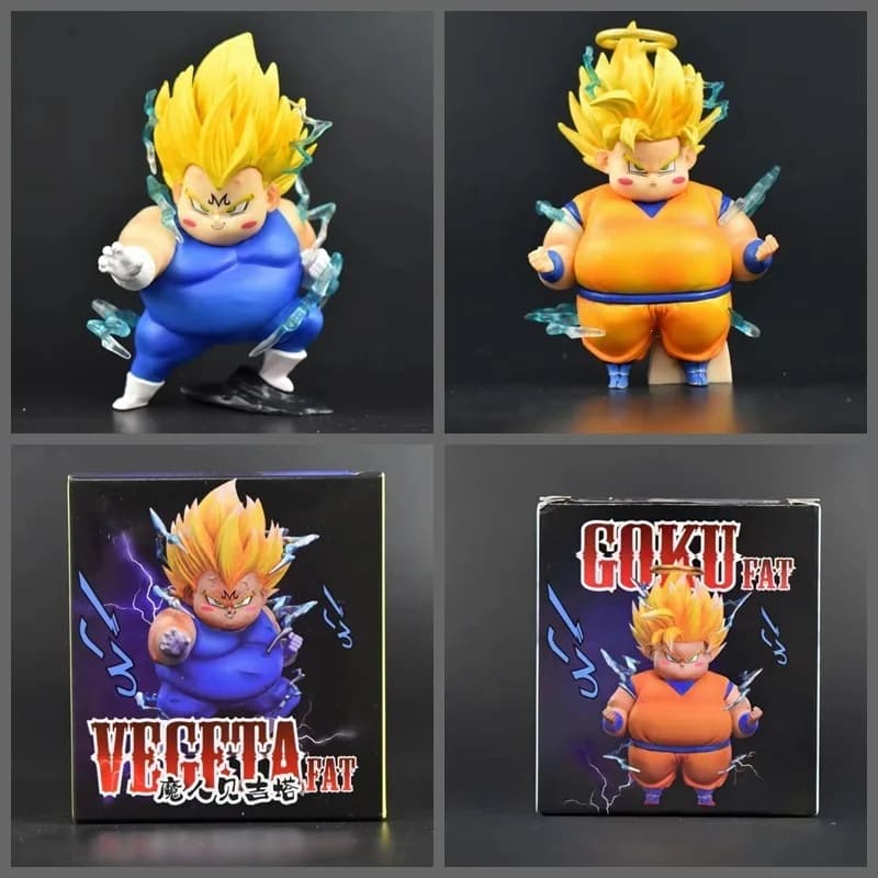 New Chubby Dragon Ball Figures Set Chibi Fat Goku Vegeta Frieza Buu Cell Funny Anime Figures Model Desktop Cute Ornament Gifts