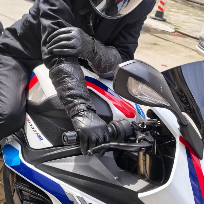 Guanti da Uomo di Lusso in Pelle di Agnello, Morbidi e Caldi, Touch Screen, Protezione Completa per Moto, Guanti Invernali