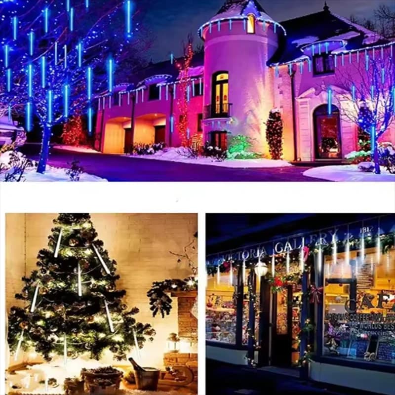 30/50CM 8 Tubes Solar/EU LED Meteor Shower Rain Lights Fairy String Light Waterproof Falling Raindrop Holiday Party Patio Decor