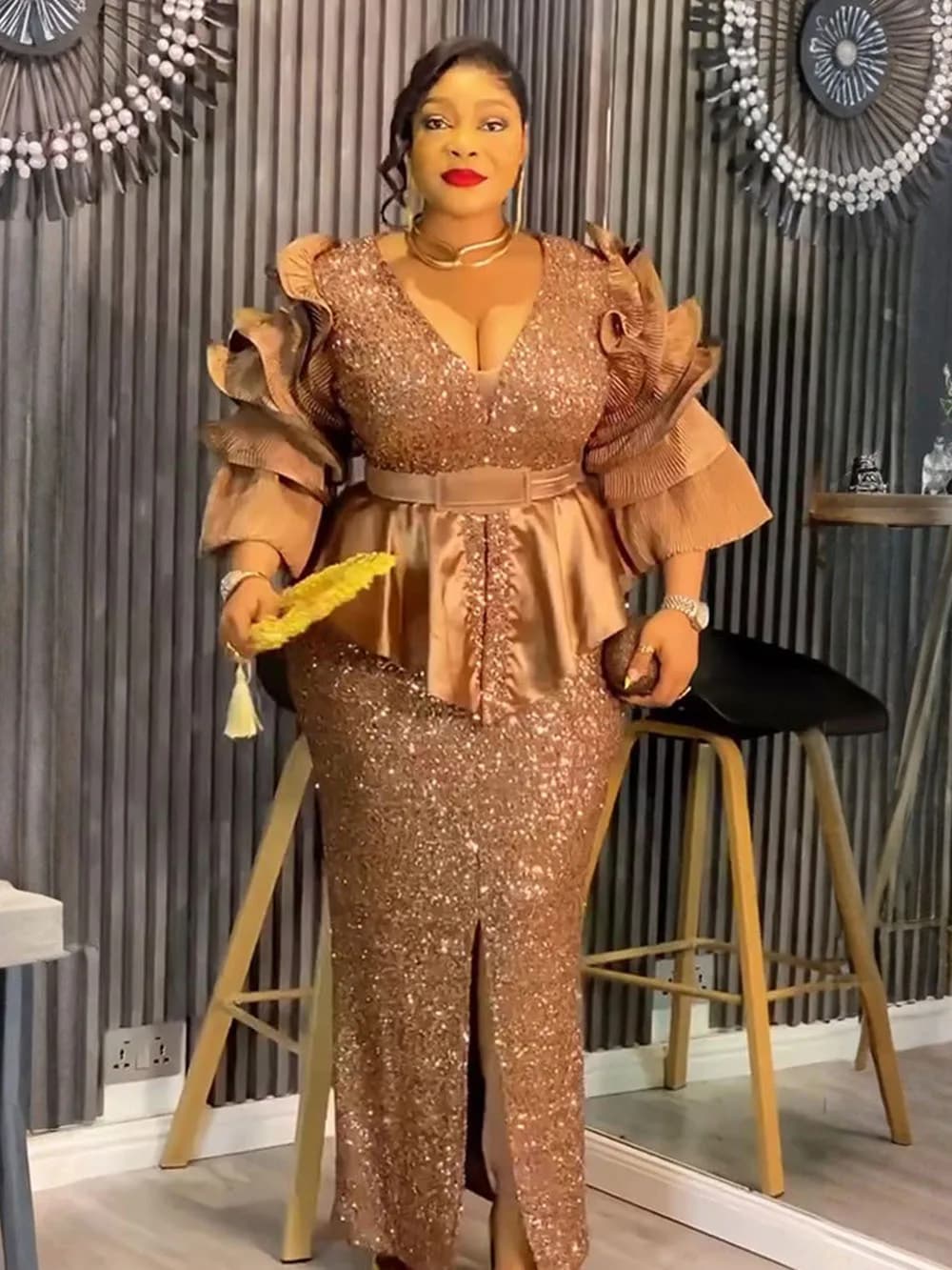 2025 Plus Size Paillettes Sera Festa di nozze Abito lungo Dashiki Ankara Abiti Robe Africa Abbigliamento Abiti africani per le donne