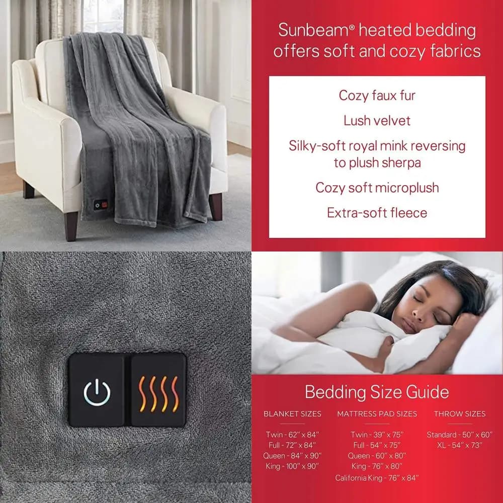 Lussuosa coperta riscaldata elettrica con 4 impostazioni di calore, telecomando Easy Touch, password a coda lunga al carbone