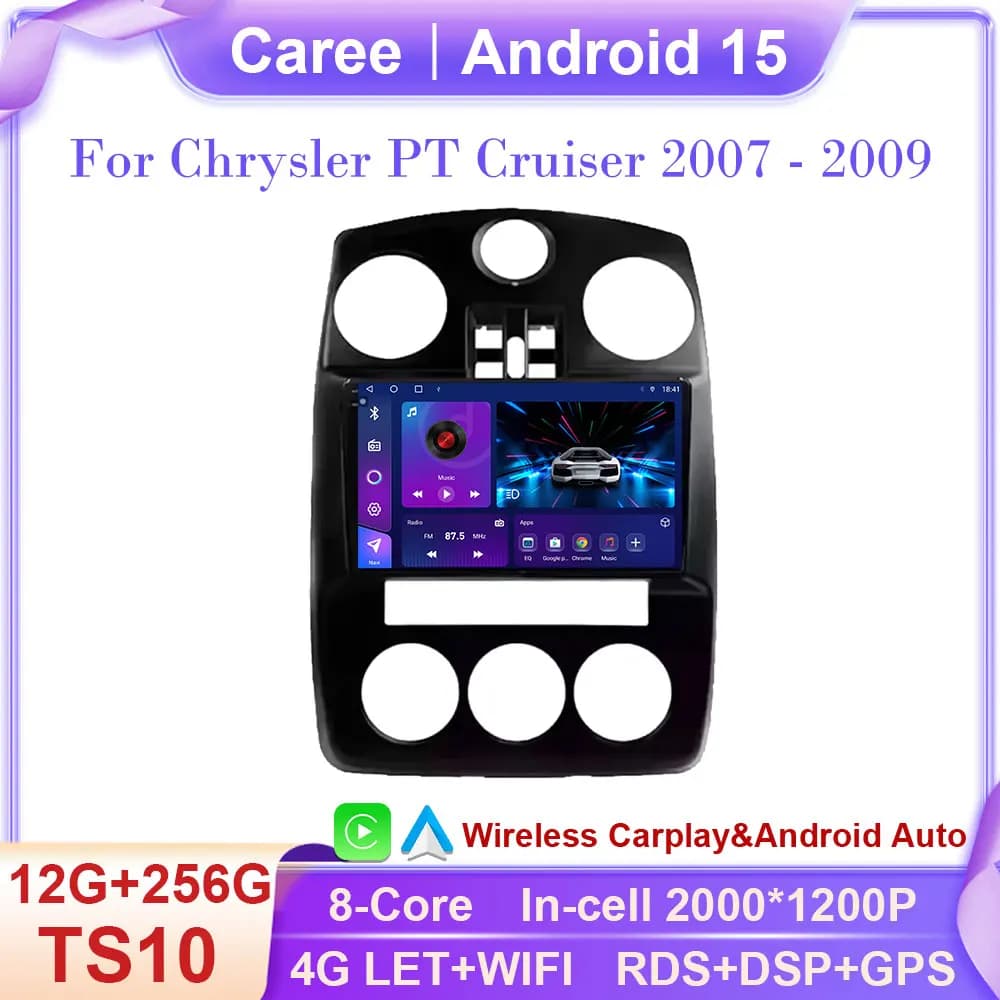 Per Chrysler PT Cruiser 2007 - 2009 Autoradio Carplay Schermo di Navigazione GPS Android Auto Wifi Stereo Lettore Multimediale No 2din