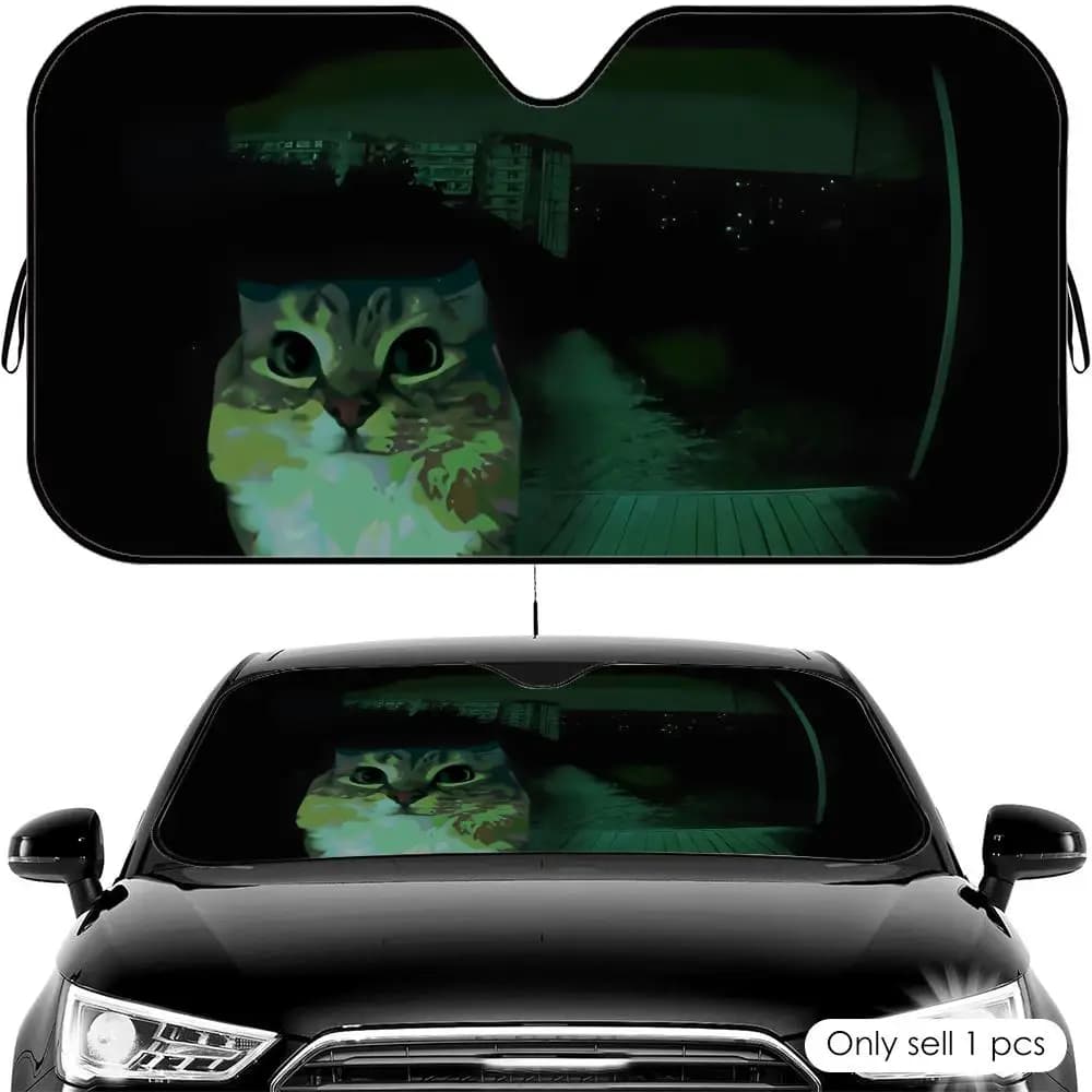 Parasole per Auto con Faccia di Gatto Spaventato, Protezione UV e Isolamento Termico Universale