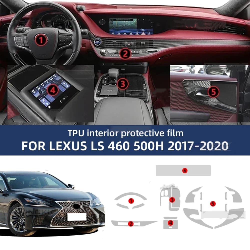 Pellicola Protettiva Trasparente per Interni Auto Lexus LS 460 500H 2017-2020, Adesivo per Controllo Centrale, Cambio e Navigazione, Anti-graffio in TPU PPF