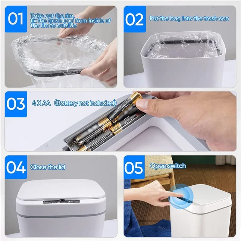 Veloce! Pattumiera con sensore di movimento Smart Touchless Pattumiera da bagno da 3,7 galloni con coperchio Pattumiera automatica per cucina
