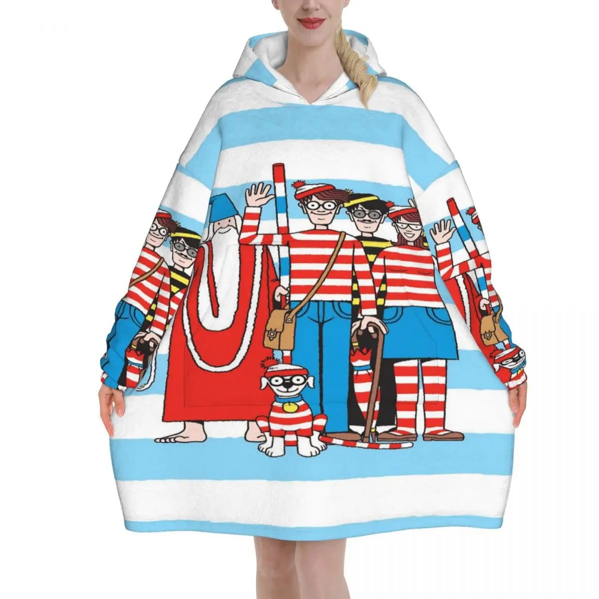 Wally Waldo blanket Hoodie Wearable Blanket Oversize with Pocket Warm Sleeping Bag Soft Cozy Onesie