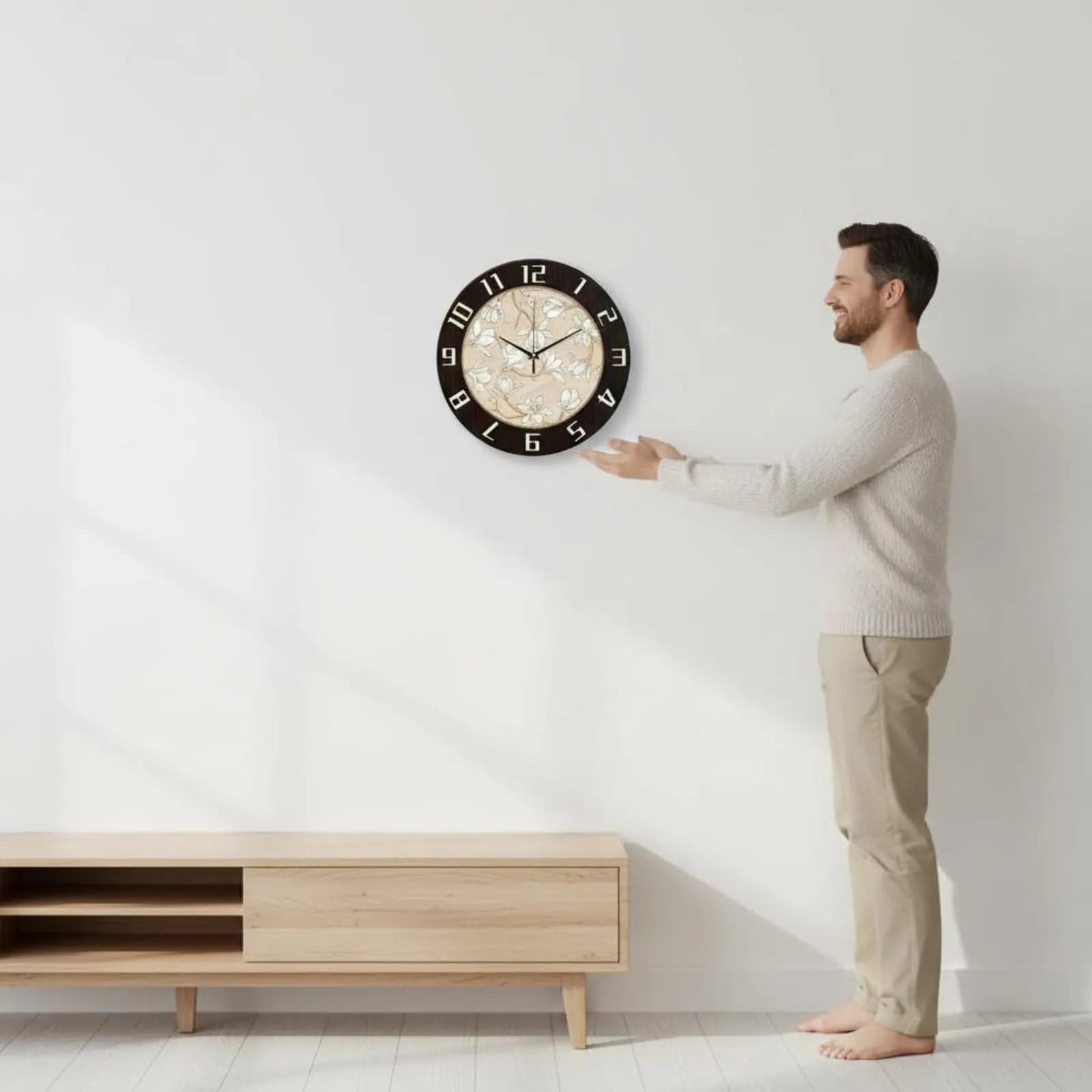 Orologio da Parete Moderno Stile Nordico, Decorativo, Facile da Leggere, a Batteria, per Ufficio e Cucina